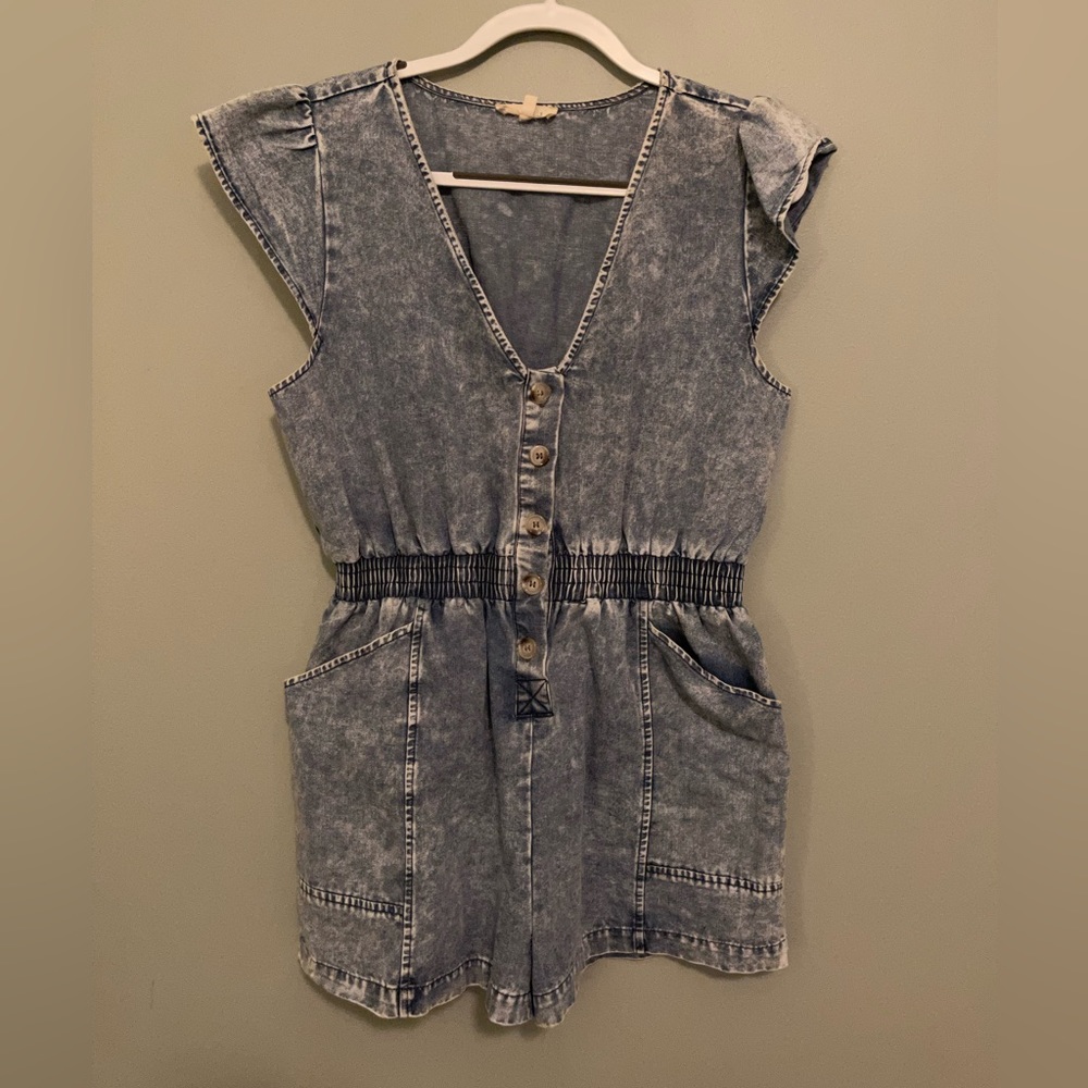 Boutique Jean Romper, Size Large.